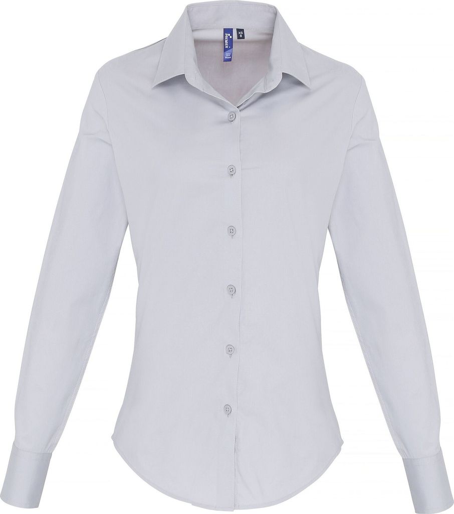 Premier - Bluse für Damen Langärmlig RW6588 (XS) (Silber)