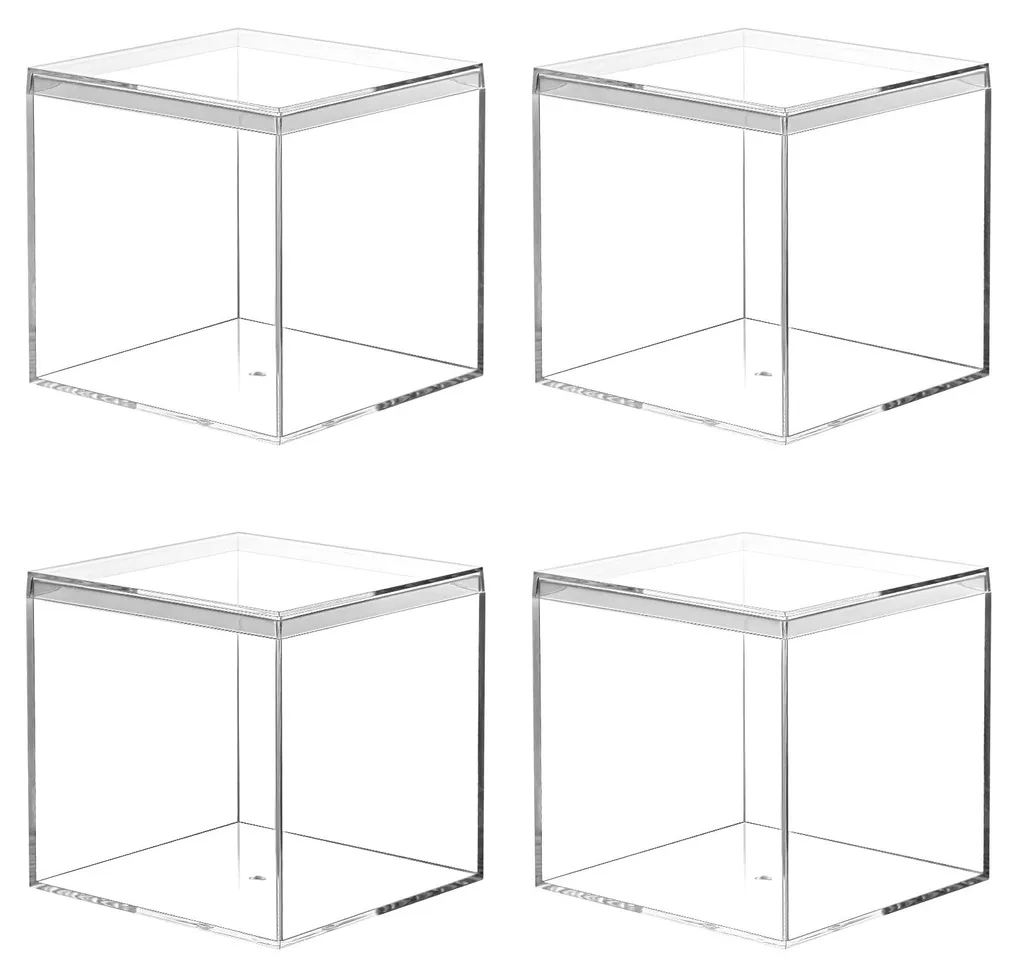 Boîte de rangement carrée en acrylique avec couvercle lot de 4