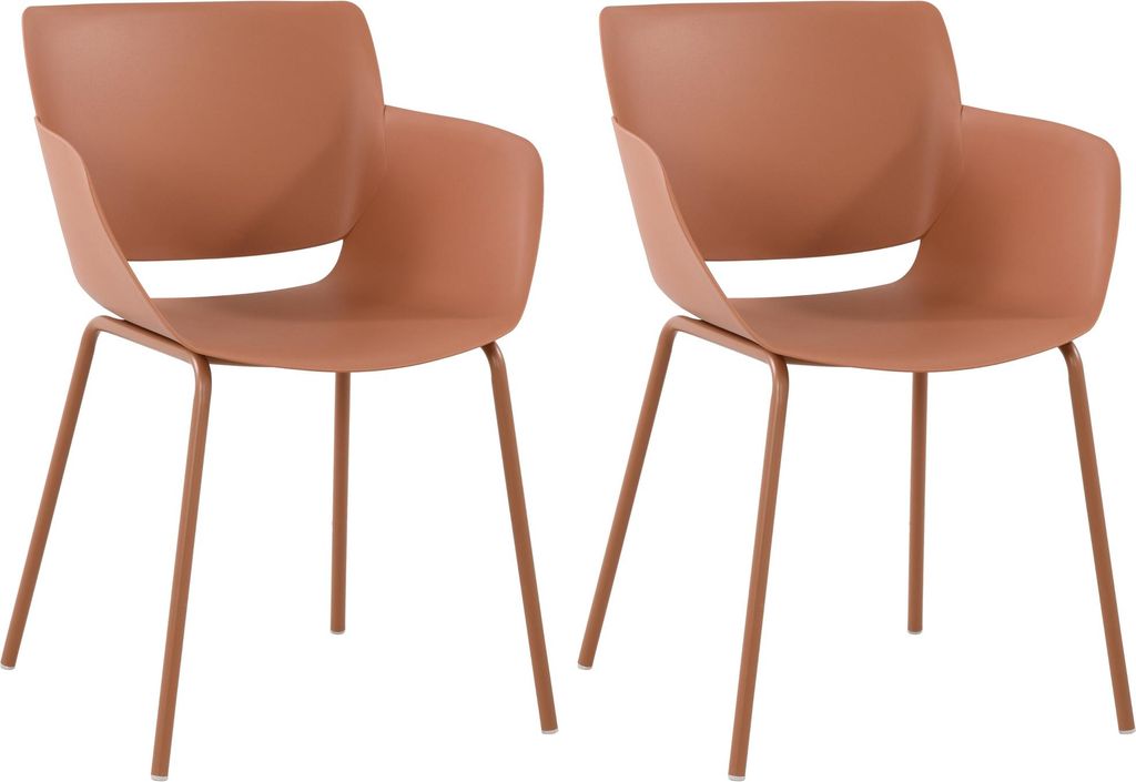 CLP 2er Set Gartenstuhl Alpena Stapelstühle wetterfest und UV-beständig terracotta
