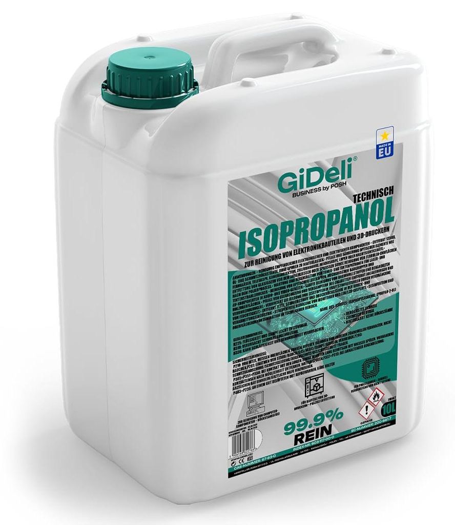 Isopropanol 10L Technisch 99,9% IPA Reiniger & Entfetter für Industrie GiDeli