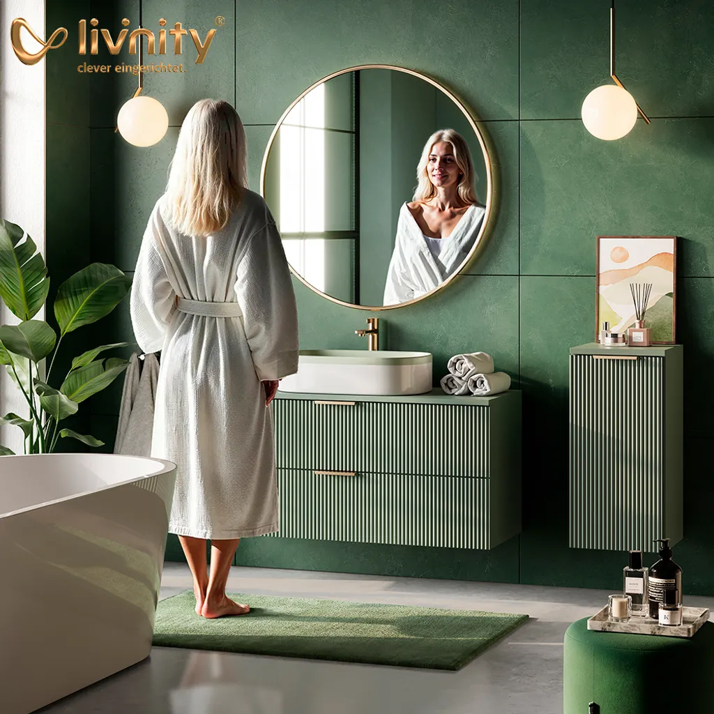 Mobile Bagno Sottolavabo Bianco Lucido Livinity Ronco 80 cm Moderno - 4