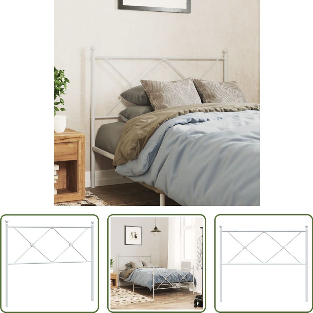 The Living Store Kopfteil Metall Weiß 100 cm