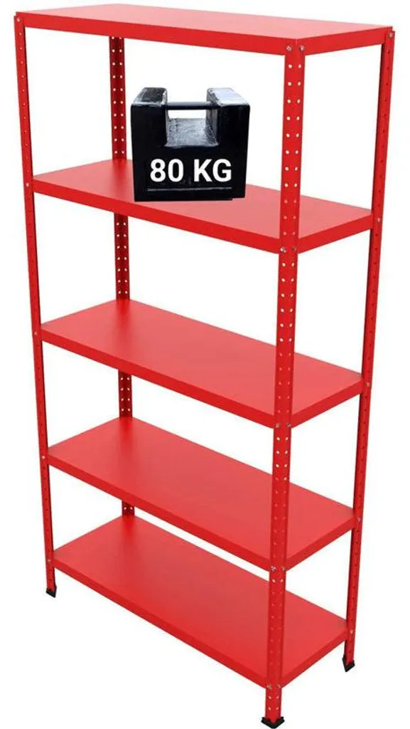Étagère métallique Grima rouge 187 x 100 x 40 cm pour charge lourde