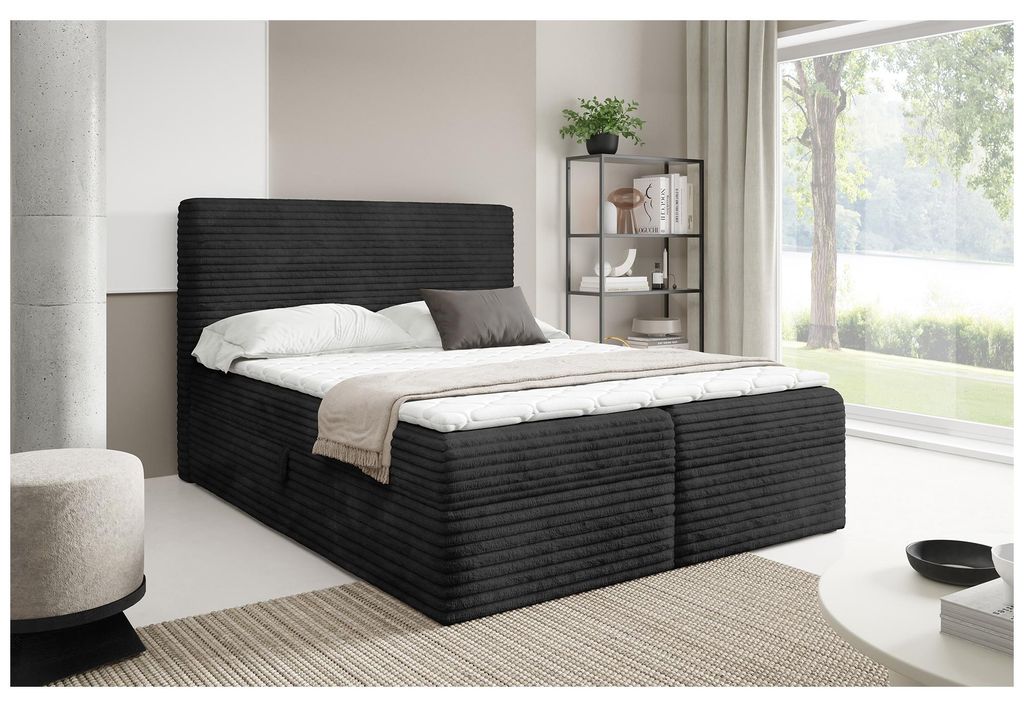 MEBLINI Boxspringbett mit Bettkasten - 180x220 - H3/Schwarz Produktbild 