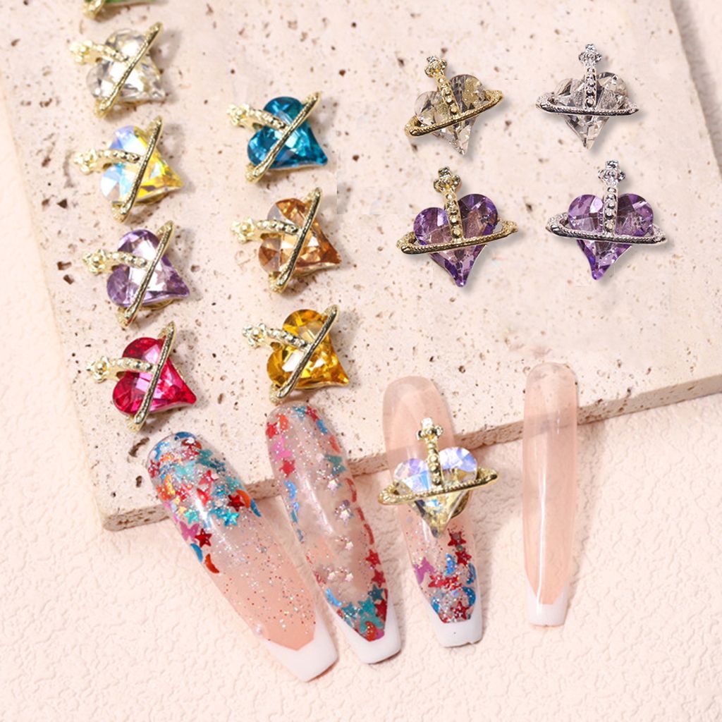 5 Stück Nail Art Strasssteine mit glänzendem Effekt, leicht einzufügen, entfernbarer Nagelanhänger, Mehrzweck-DIY-Bastelarbeiten, Legierung, 3D...