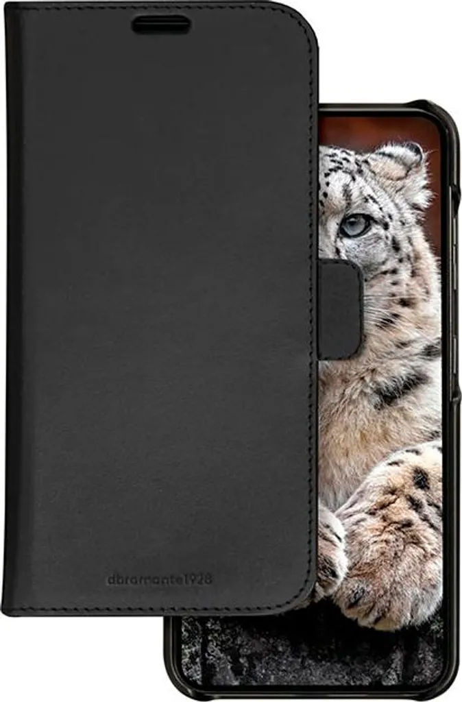 DBRAMANTE1928 Lynge Étui à Rabat en Cuir Noir pour Smartphone 6.7 Pouces