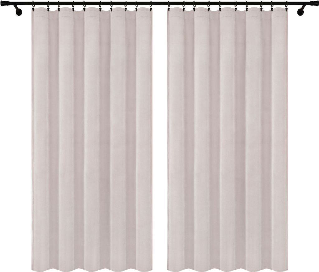 Fertige Vorhänge aus Velours mit Kräuselband 140x240 cm 2 Stücke Cremefarben Blickdichte Gardinen