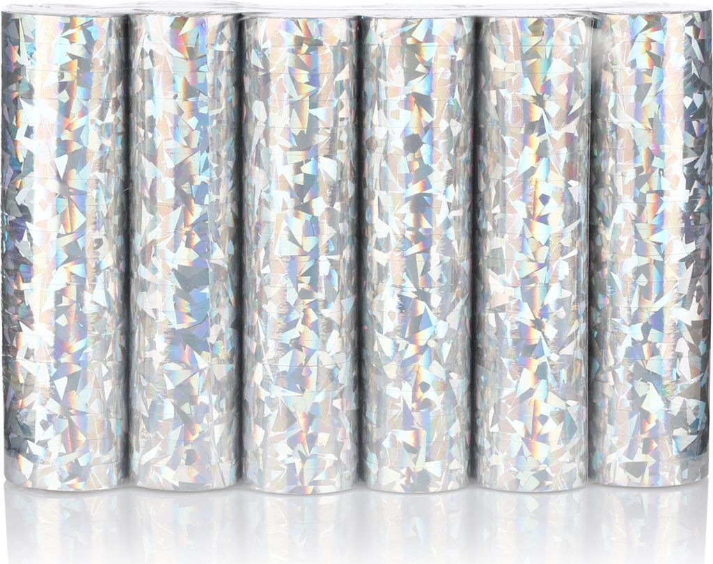 KarneLux Luftschlangen Silber Glitzer Metallic - 6er Pack