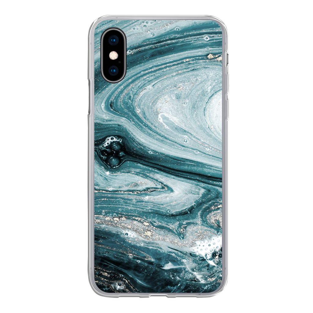 MuchoWow Handyhülle Schutzhülle Hülle für iPhone X Marmor - Mineralien - Naturstein Silikon Softcase Handy Hülle - Handyhülle