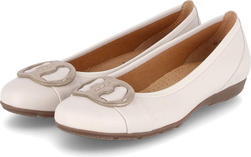 Gabor Damen Ballerinas Beige Glattleder Größe: 37,5