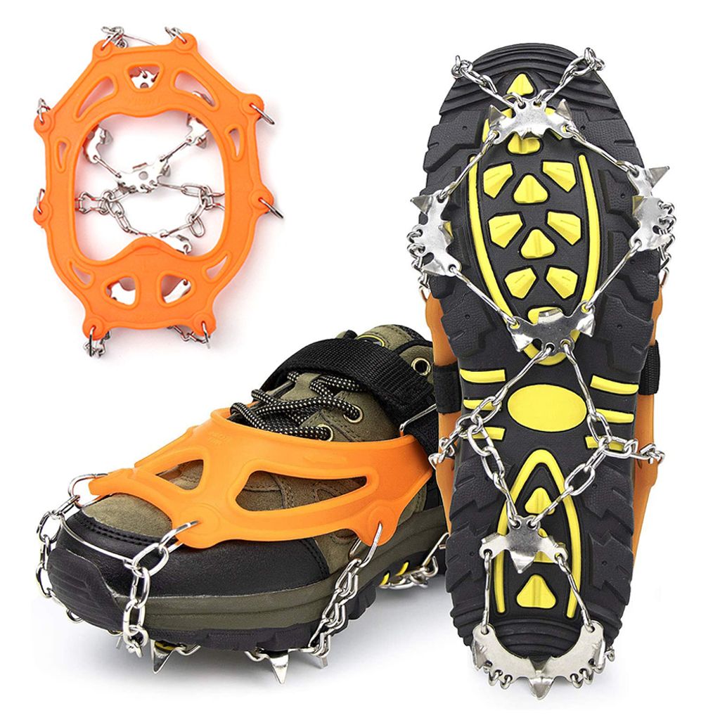 Steigeisen Schuhe Spike mit 18 Edelstahl Zähne AntiRutsch für Bergschuhe Stiefel 