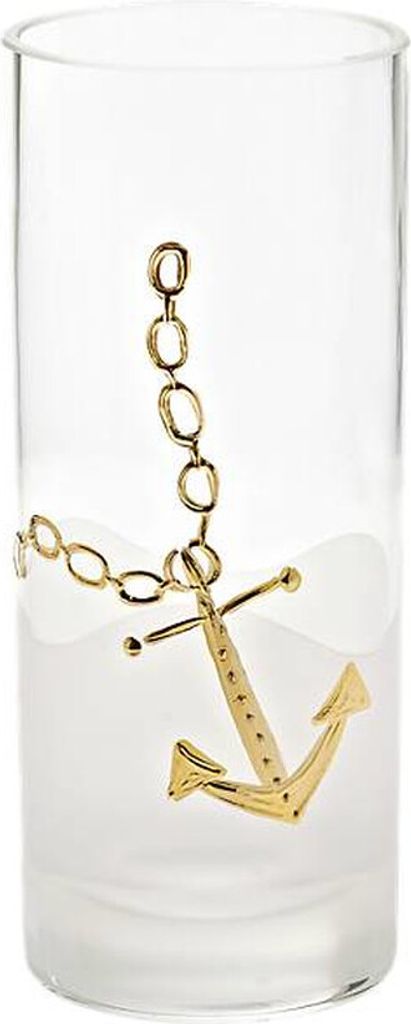 Trinkbecher gold/Anker, Golden Ancher 300ml, aus Glas