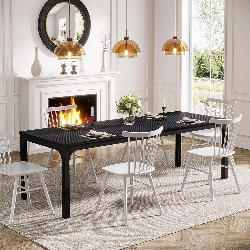 Esstisch 200 cm - Rechteckiger Küchentisch - Schmaler Holztisch 200x70 cm für 6–8 Personen - Skandinavischer Industrial Stil - Holzplatte - Sch...