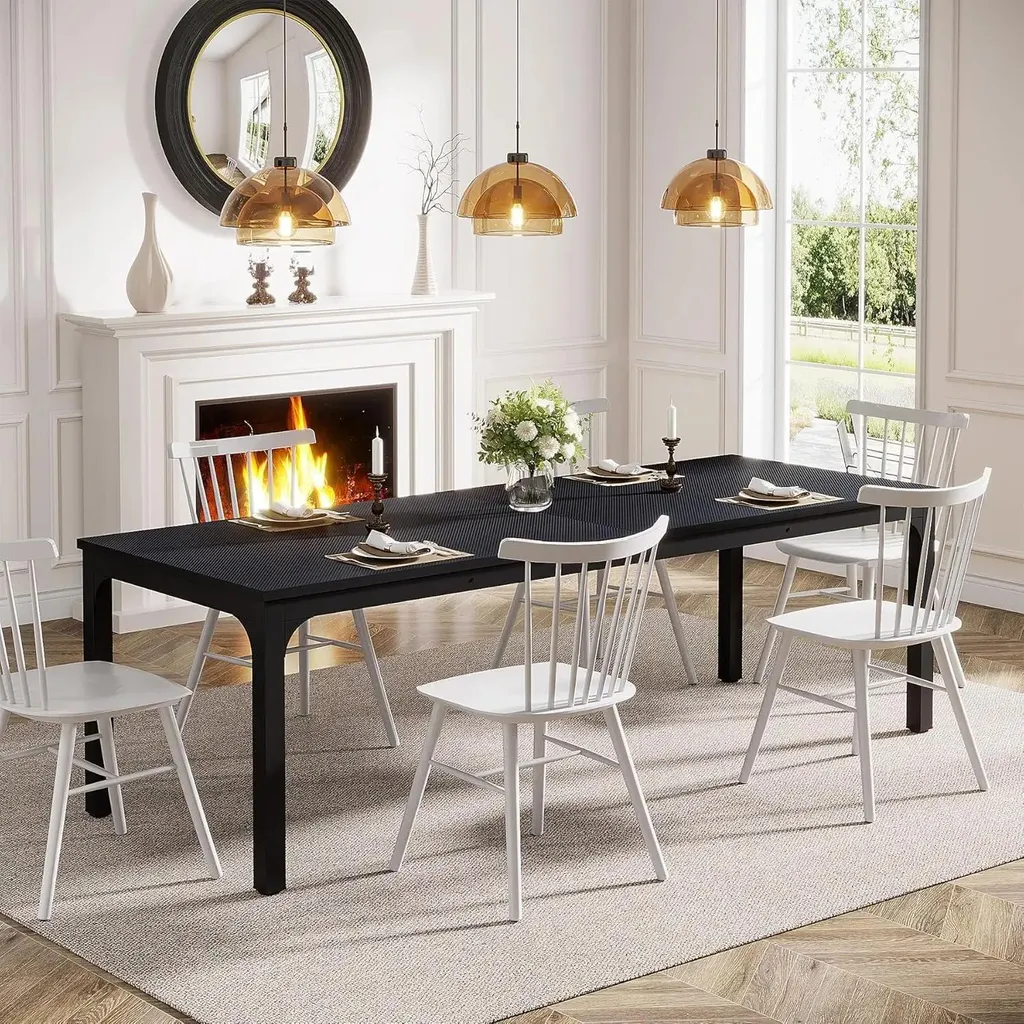 Table à manger rectangulaire 200cm bois brun chocolat style scandinave