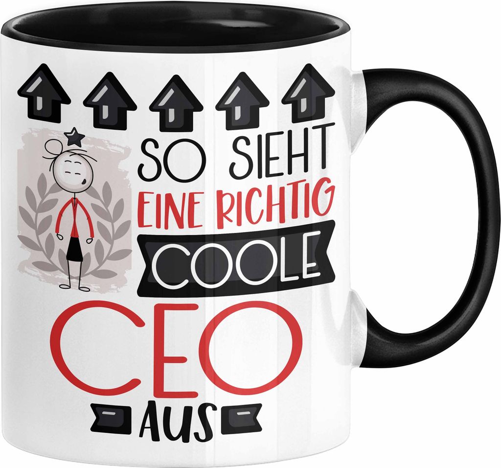 CEO Geschenk Tasse Lustig Geschenkidee für CEO Geburtstag So Sieht Eine Richtig Coole CEO Aus Frauen Spruch (Schwarz)