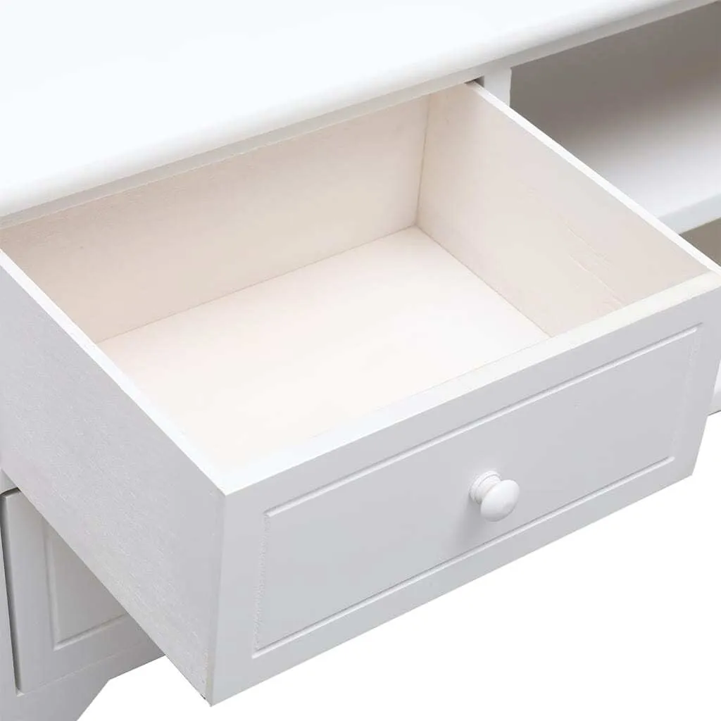 Mobile TV bianco 108x30x40 cm in legno massiccio di paulownia - 5