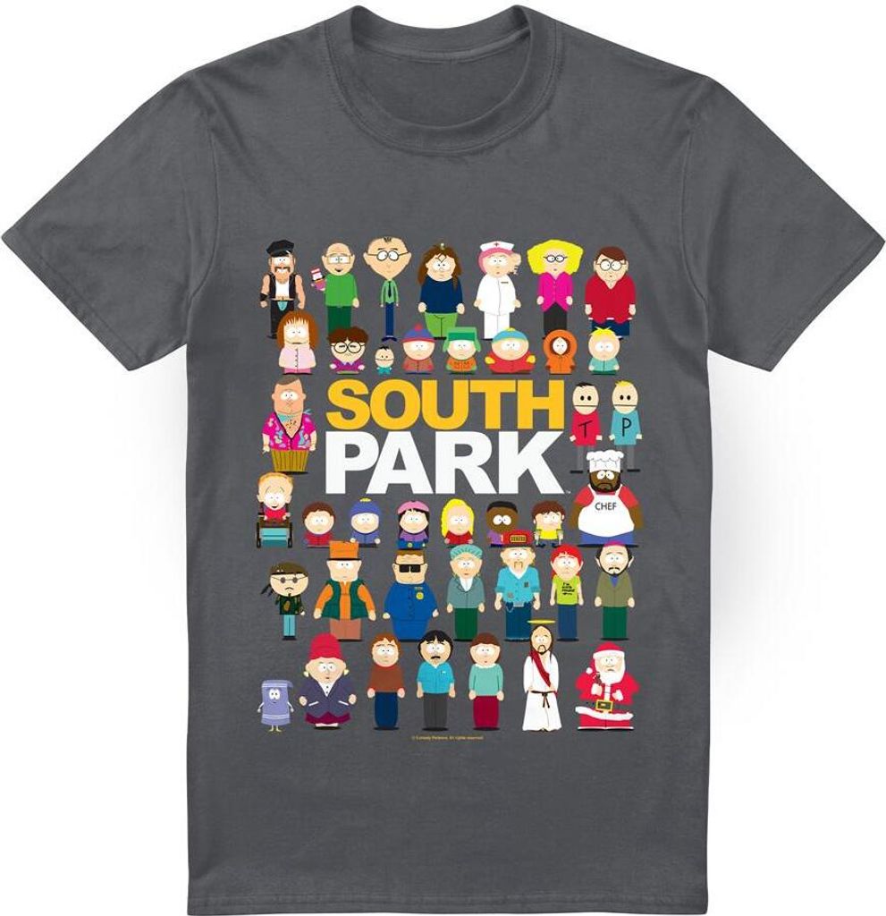 South Park - "Full Cast" T-Shirt für Herren TV7216 (M) (Holzkohle)
