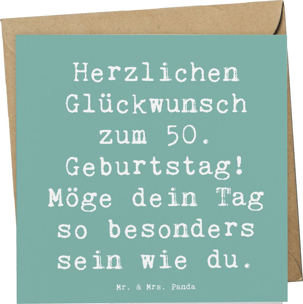 Mr. & Mrs. Panda Grußkarte Spruch 50. Geburtstag Freude - Meeresbrise - Geschenk, doppelkarte, Glückwunschkarte, faltkarte, unvergesslich, Glück...