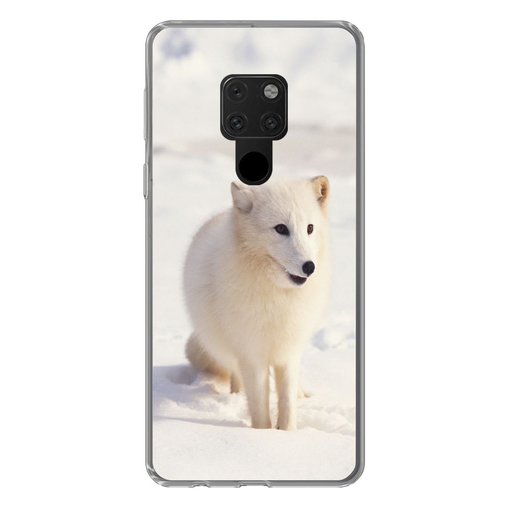 MuchoWow Handyhülle Schutzhülle Hülle für Huawei P40 Lite Fuchs - Schnee - Weiß Silikon Softcase Handy Hülle - Handy
