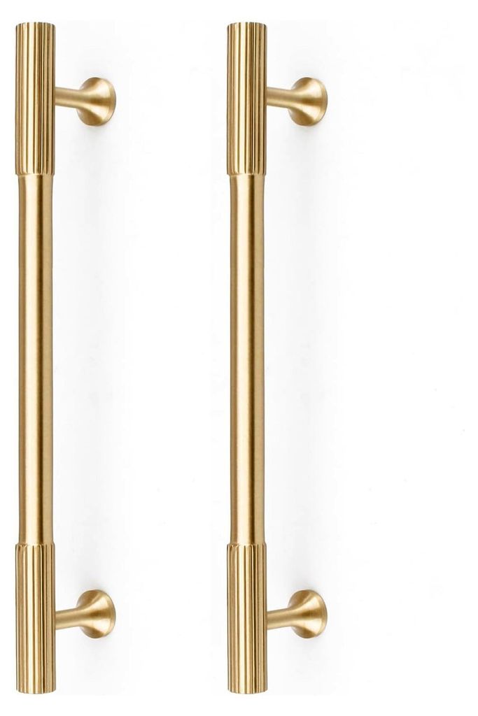 Schrankgriffe aus massivem Messing, goldfarben, 16,5 cm Lochmitten für Küchenschrankgriffe, moderne Schubladengriffe, gebürstetes Messing