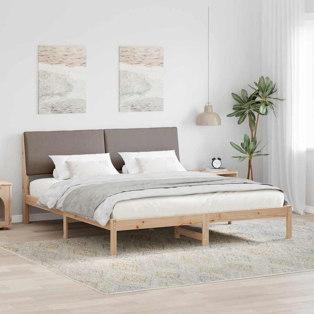 "Schlussverkauf" Doppelbett - Bettgestell 2 PLACES - Braun und Taupe 180x200 cm Massivholz Kiefer C4113
