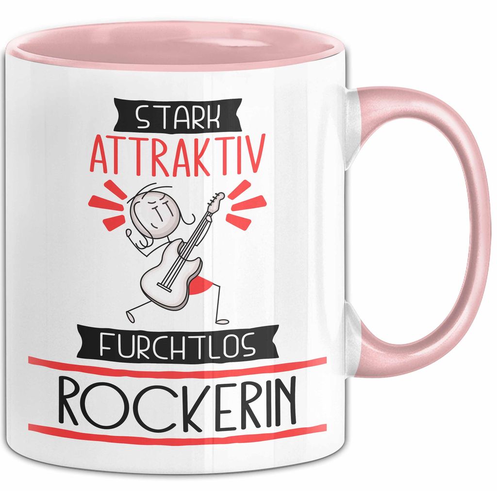 Rockerin Tasse Geschenk Becher Stark Attraktiv Furchtlos Rockerin Lustige Geschenkidee (Rosa)