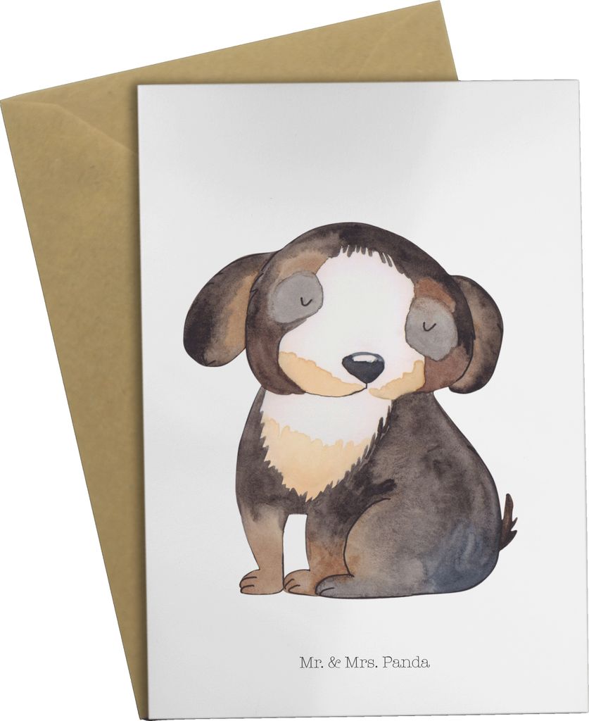 Mr. & Mrs. Panda Grußkarte Hund Entspannen - Weiß - Geschenk, einladungskarten, osterkarte, Niedlich, Entspannt, Süß, Liebe, osterkarten, weihn...