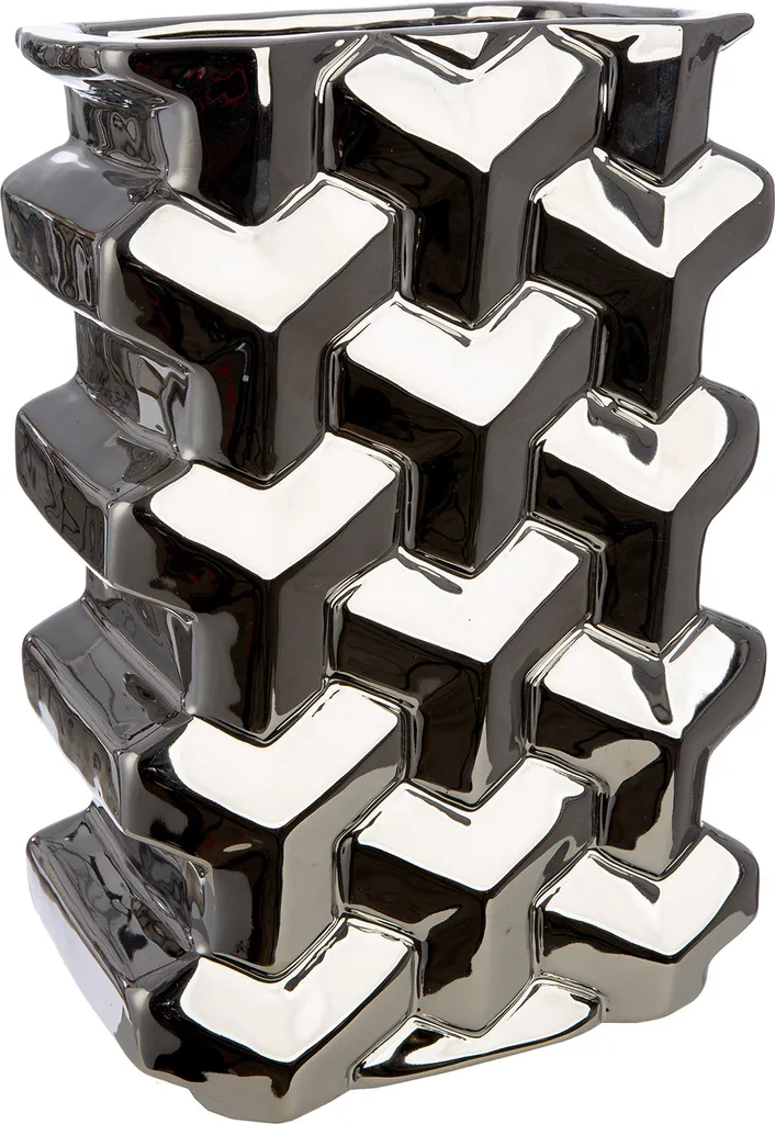 Vase céramique argenté Apollo : décoration stable et durable H. 30 cm