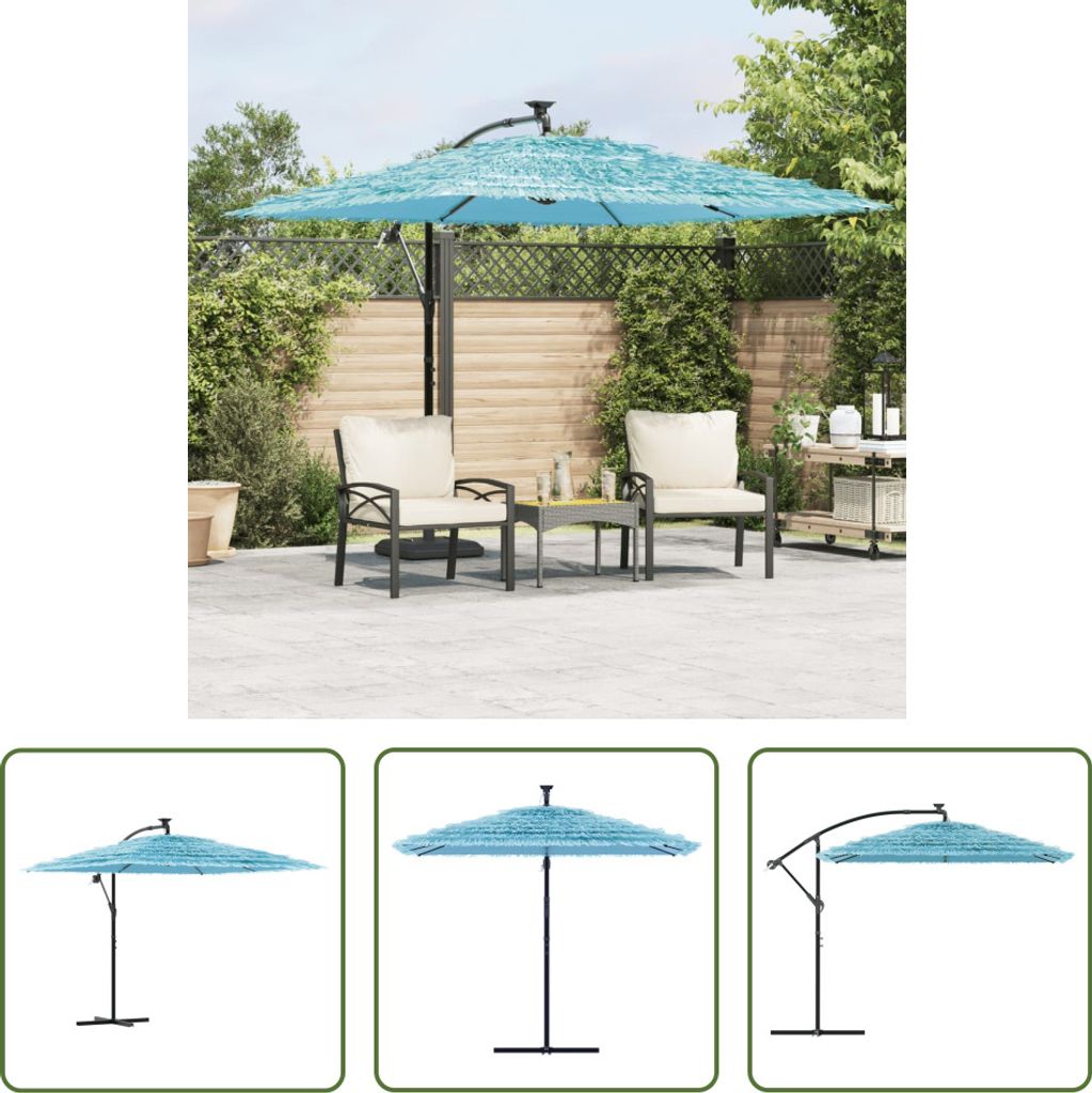 The Living Store Sonnenschirm mit Stahlmast Blau Produktbild 