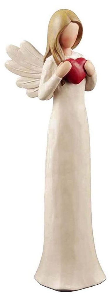 19 cm Schutzengel Figur aus Kunstharz – Mit rotem Herz, Dekofigur für Zuhause, Geschenk für Weihnachten, Hochzeit oder Thanksgiving