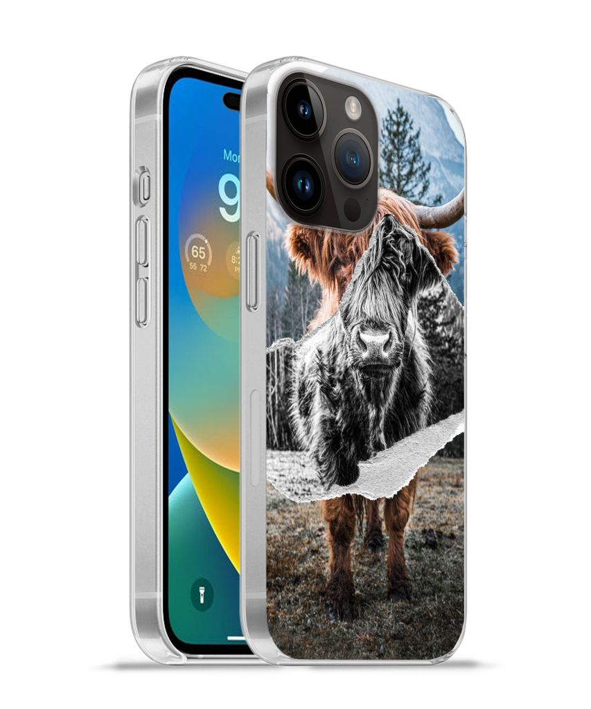 MuchoWow Handyhülle Schutzhülle Hülle für Apple iPhone 14 Pro Max Schottischer Highlander - Kuh - Tiere Silikon Softcase Handy Hülle - Hardc...