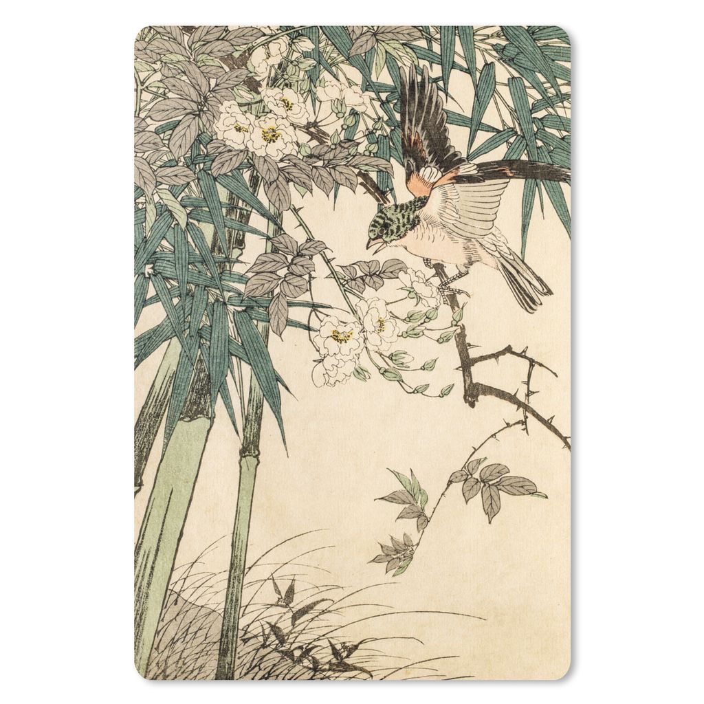 MuchoWow Mauspad Mousepad Roter Vogel im Bambus 40x60 cm - Mousepads - Maus Mat - Pad - Mausunterlage - Schreibtisch Accesoire