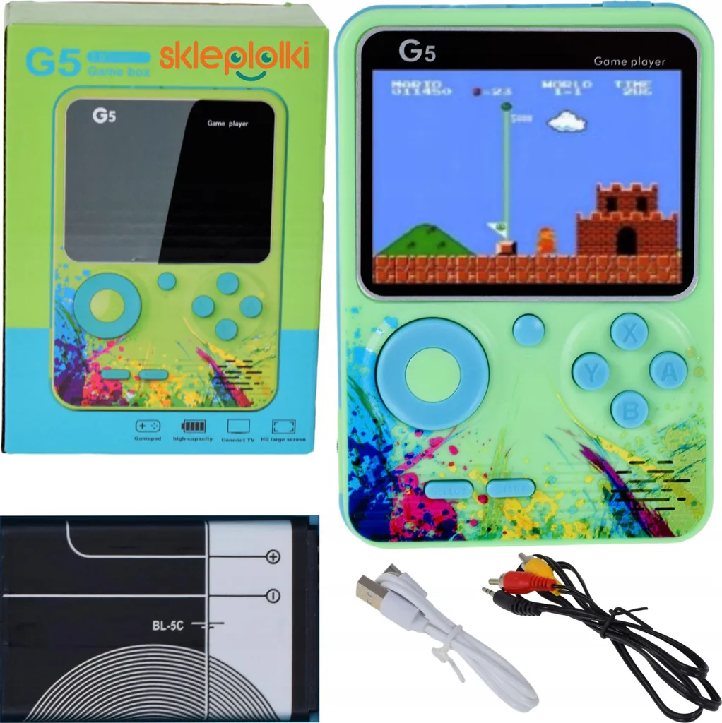 Console Lolex 500 Giochi Verde | Mini Retro Gaming Portatile 8 bit