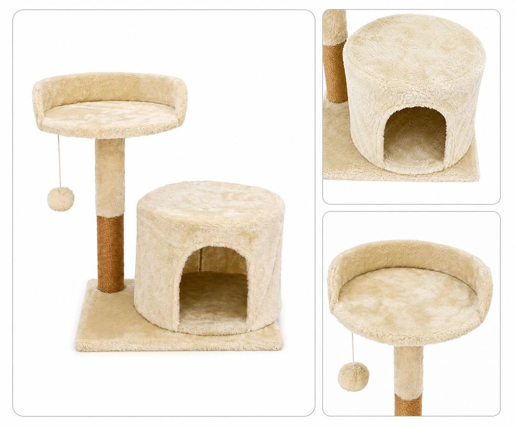 Katzenkratzbaum mit Höhle und Liegefläche – Kompaktes Modell mit Plattform und Sisalstamm