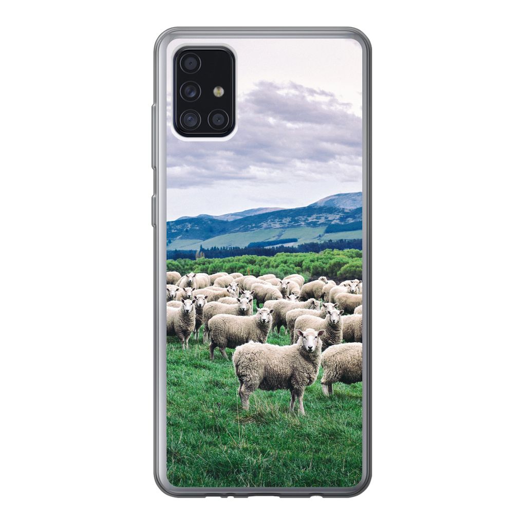MuchoWow Handyhülle Schutzhülle Hülle für Samsung Galaxy A52 5G Schafe - Natur - Gras Silikon Softcase Handy Hülle - Umschlag