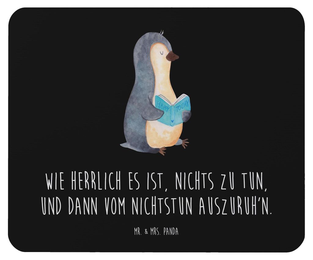 Mr. & Mrs. Panda Mousepad Pinguin Buch - Schwarz - Geschenk, laptop mauspad, Pinguine, Mouse Pad, Urlaub, mousematte