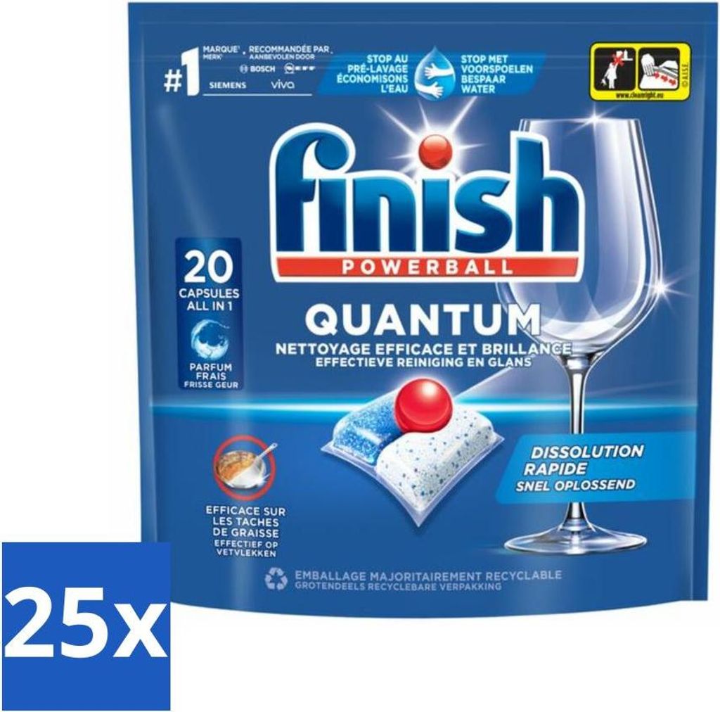 Finish – Geschirrspülmittel – Quantum Geschirrspültabs Regular – Tiefenreinigung – 20 Kapseln - Vorteilspack - 25 Stücke