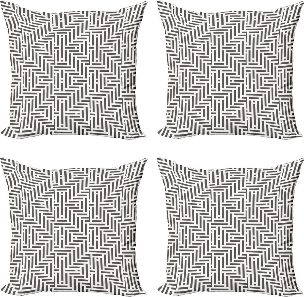 ABAKUHAUS Geometrisch Kissenbezug Set (4 Stück), Kurze Linien Zusammenfassung, Moderner Doppelseitiger Digitaldruck, 45 cm x 45 cm, Charcoal Grau ...