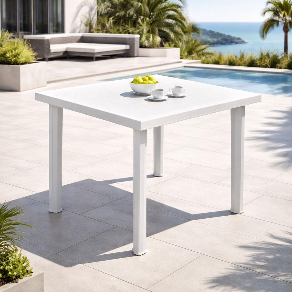Gartentisch Terrassentisch Outdoor Tisch Weiß L80xB75xH72cm