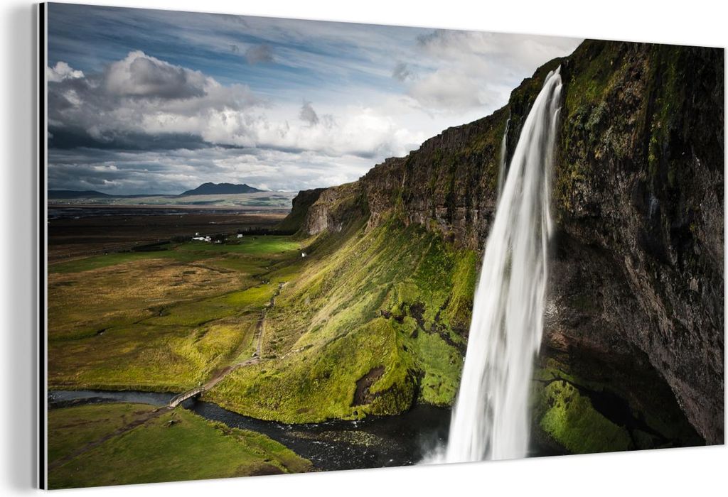 MuchoWow Wanddekoration Metall Metallbild Wandkunst 120x60 cm Wasserfall - Berg - Dschungel MuchoWow Aluminium Gemälde - Metalbilder