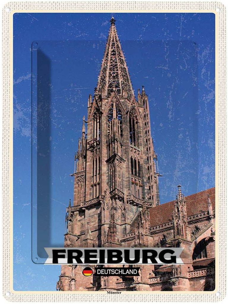 vianmo Blechschild 40x30 cm Freiburg Deutschland Münster Trip Bildmotiv Reisemotiv Abenteuer Reisen Urlaub