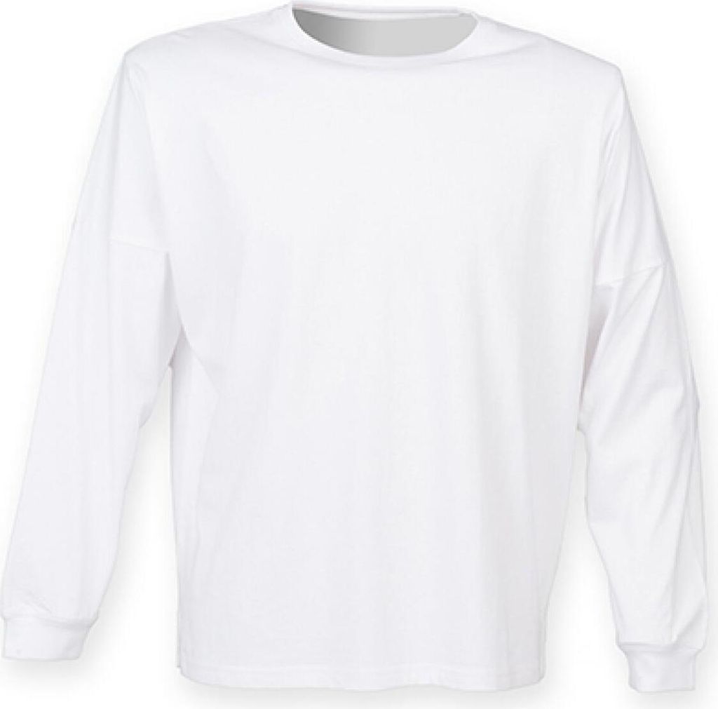 SF Men SF514 | Herren Drop Shoulder Slogan Top - Farbe: White - Größe: XXL