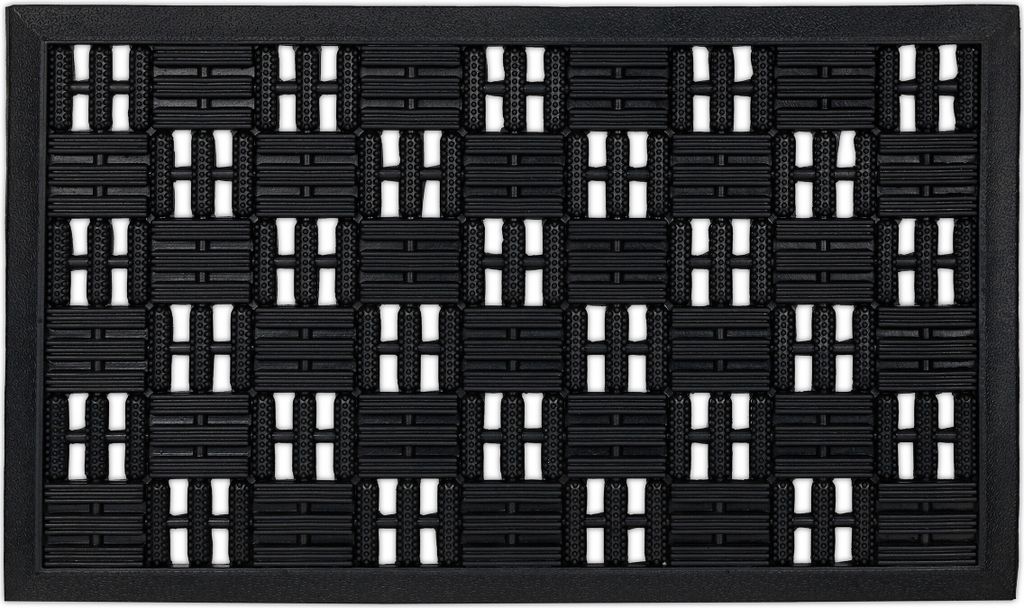 Relaxdays Fußmatte Gummi, 45x75 cm, Türmatte Gitter-Optik, Produktbild 