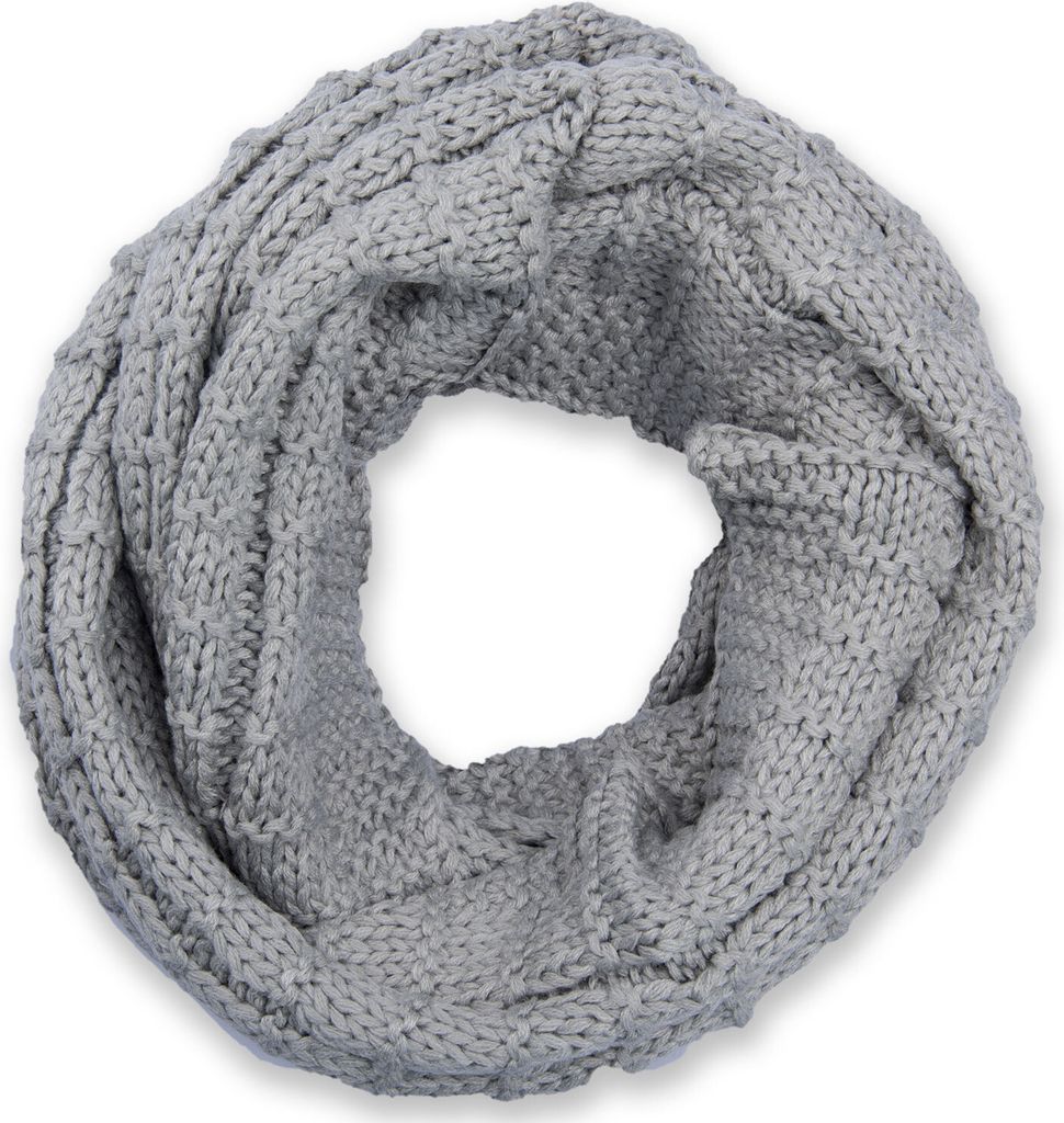 styleBREAKER Uni Strick Loop Schal kariert, Uni Feinstrick Schlauchschal, Winter Strickschal 01018154