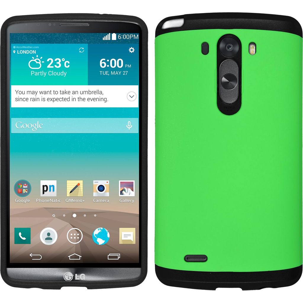 PhoneNatic Hybridhülle kompatibel mit LG G3 - ShockProof grün Cover Schutzhülle + 2 Schutzfolien