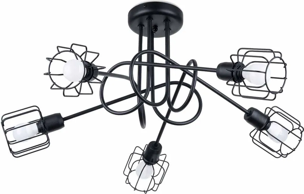 Lustre BELUCI 5S Noir 5xE14 Sollux Lighting en Acier 28,5x58x58cm