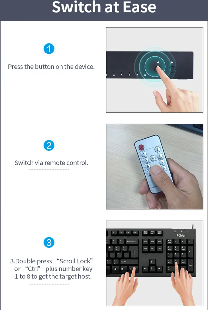 Switch KVM HDMI 8 Ordinateurs AIMOS pour Gestion de Serveurs et Bureaux