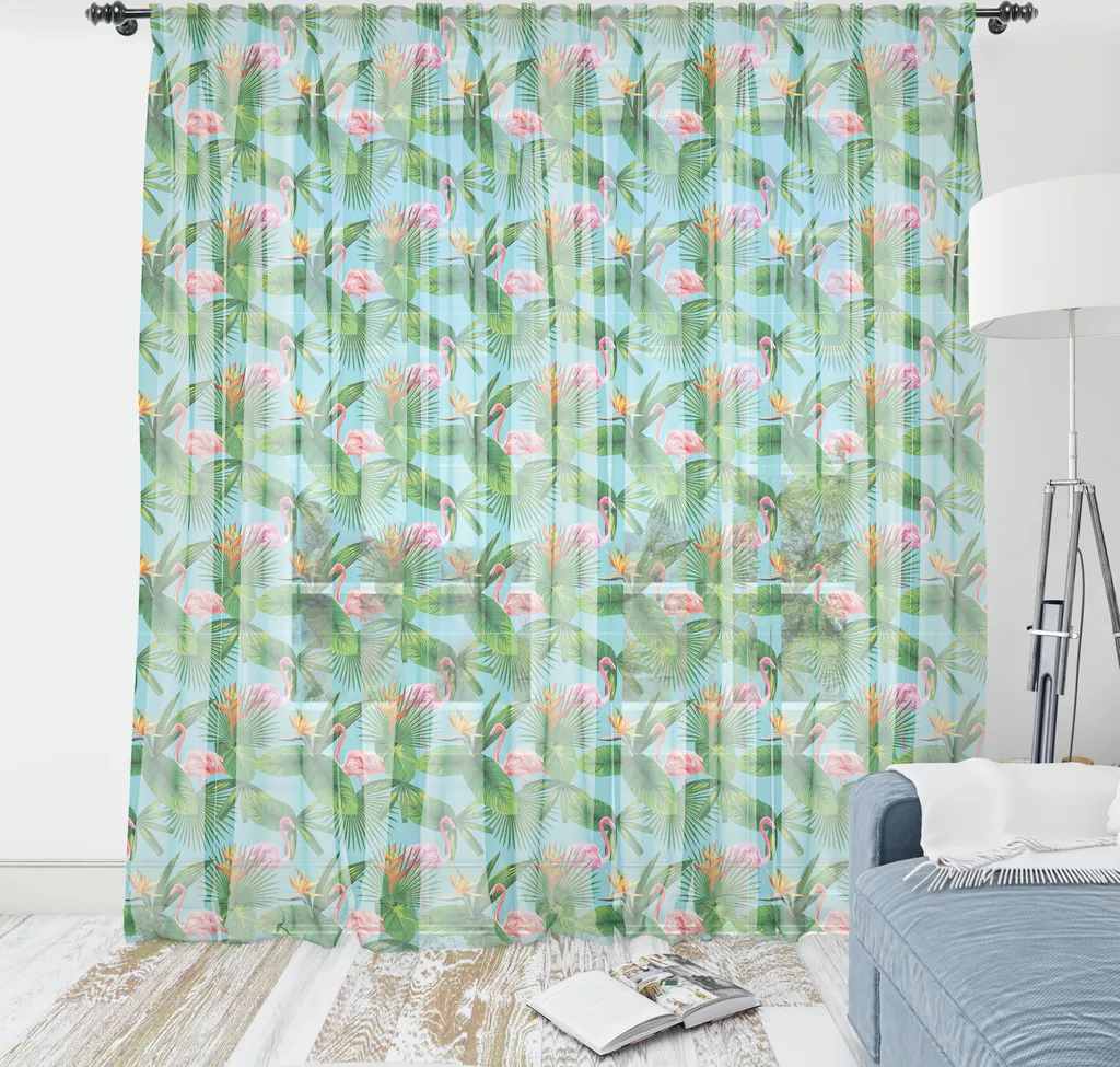 Tapisserie pour Salon ou Chambre Thème Hawaïen Bleu Ciel et Vert 210x274