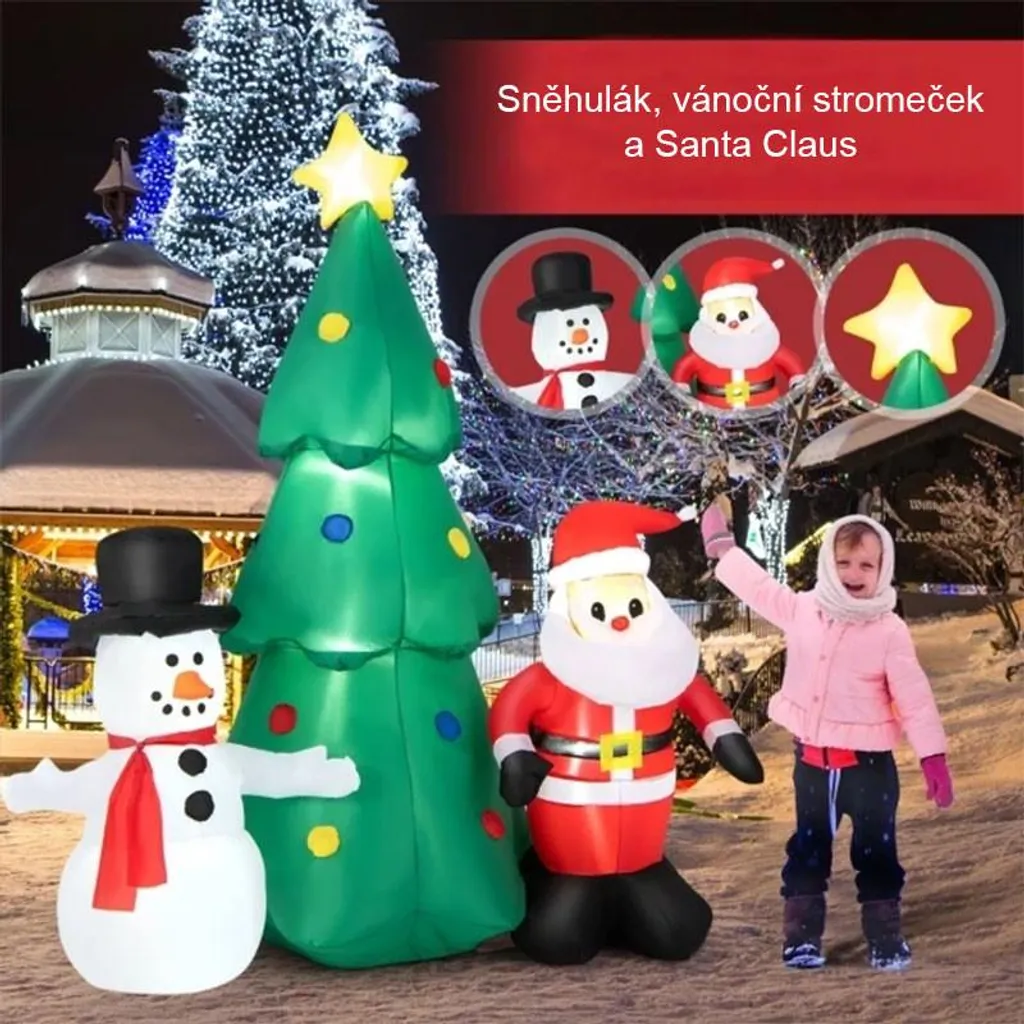 Décoration Noël gonflable 185 cm stable et résistante au vent avec LED - 5