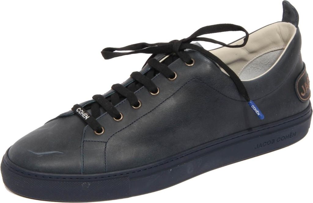 H0592 sneaker uomo JACOB COHEN GARRETT man vintage effect leather shoe navy blue